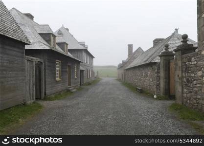 Houses by main street, Fortress of Louisbourg, Louisbourg, Cape Breton Island, Nova Scotia, Canada