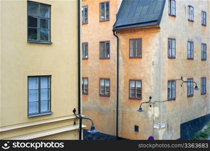 Houses in Stockholm in an old city( gamla stan). Sweden