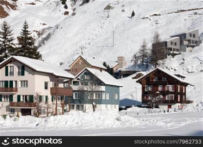 Houses in the picturesque ski resort of Andermatt, Switzerland