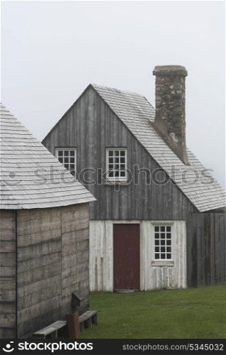Houses in village, Fortress of Louisbourg, Louisbourg, Cape Breton Island, Nova Scotia, Canada