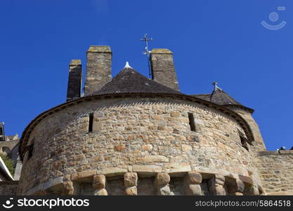 houses inside the mont saint michel in the north of france