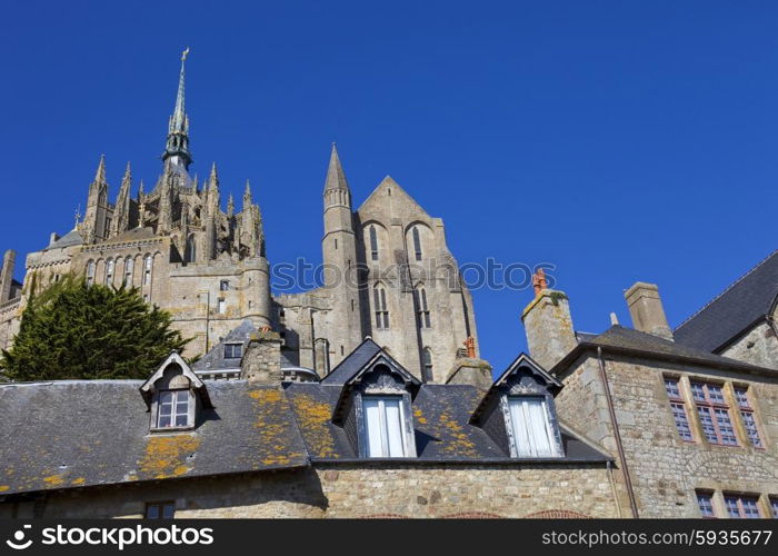 houses inside the mont saint michel in the north of france