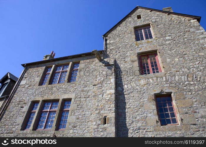 houses inside the mont saint michel in the north of france