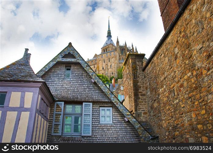 houses inside the mont saint michel in the north of france, Normandy