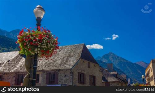 Houses of high mountain villages in the pyrenees of huesca, spain