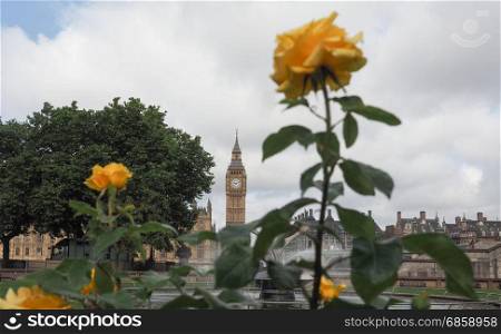 Houses of Parliament in London. Houses of Parliament aka Westminster Palace in London, UK - focus on Big Ben