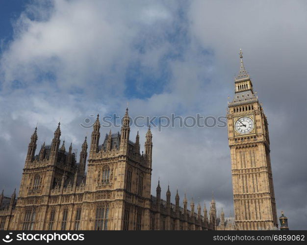 Houses of Parliament in London. Houses of Parliament aka Westminster Palace of London, UK