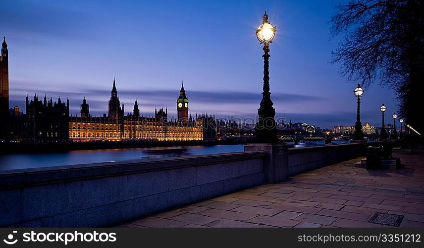 Houses of Parliament lit up at night