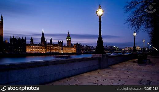 Houses of Parliament lit up at night