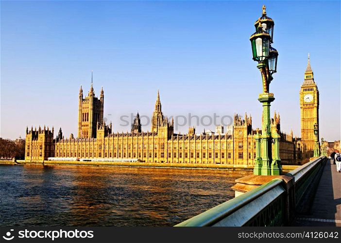 Houses of Parliament with Big Ben in London from Westminster Bridge