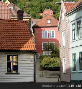 Houses on hillside, Norway