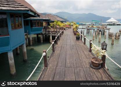 Houses on stilts in the fishing village of Bang Bao, Koh Chang, Thailand
