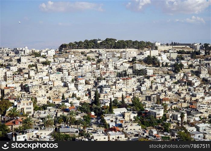 Houses on the hill in Eastern Jerusalem, Israel
