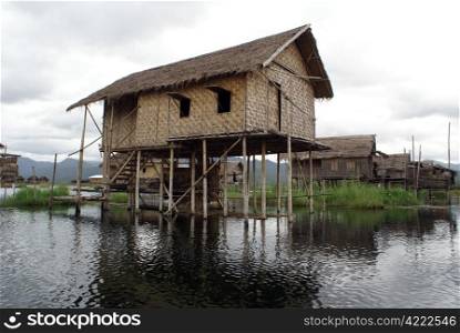 Houses on the lake Inle, Shan State, Myanmar