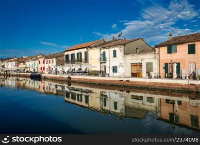Houses on the Port Canale in Cesenatico Adriatic Sea Italy