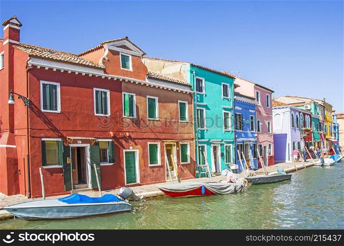 Houses with Colorful facade in Burano, Venice, Italy 