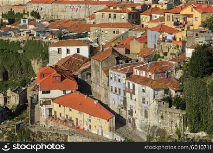 Houses with roofs and streets of Porto, Portugal&#xA;