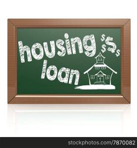 Housing loan words on a chalkboard image with hi-res rendered artwork that could be used for any graphic design.. Housing loan words on a chalkboard