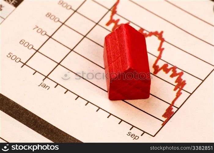 Housing market concept image with graph and toy house
