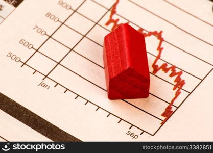 Housing market concept image with graph and toy house