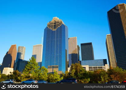 Houston downtown skyline of Texas city in US USA North America