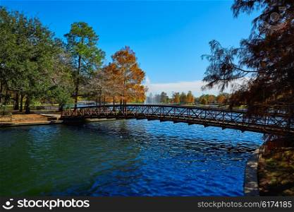Houston Hermann park conservancy Mcgovern lake at autumn in Texas