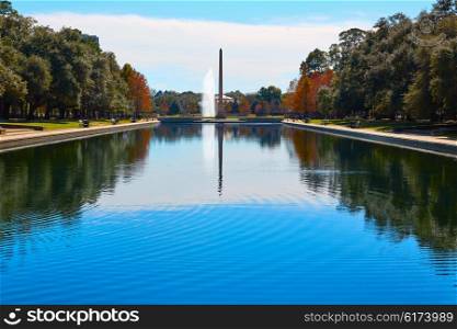 Houston Hermann park Pioneer memorial obelisk with reflection pool