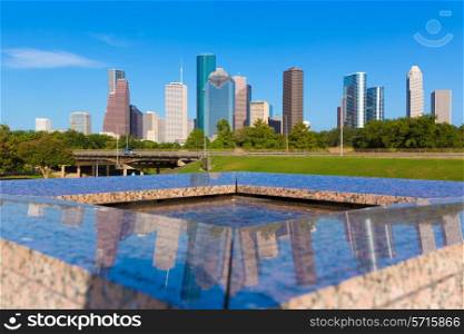 Houston skyline and Memorial reflection Texas USA US