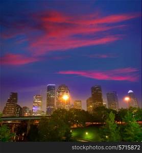Houston skyline at sunset west downtown Texas USA US America