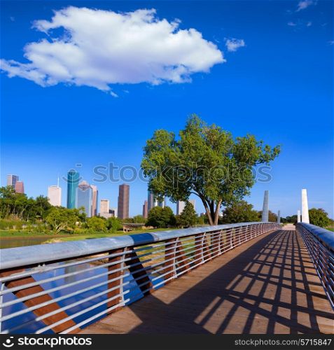 Houston skyline from Memorial park at Texas USA US