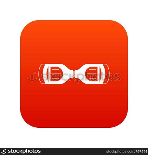 Hoverboard gyro pod top view icon digital red for any design isolated on white vector illustration. Hoverboard gyro pod top view icon digital red