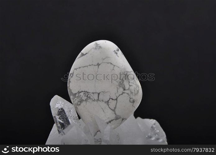 Howlite on rock crystal