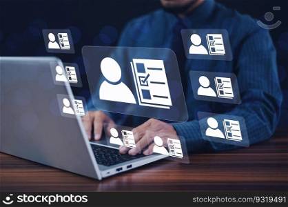 HR human resources management concept, HR human resources management on document data management technology for resource the perfect employee business