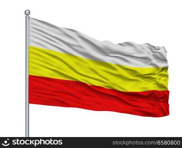 Hradec Kralove City Flag On Flagpole, Country Czech Republic, Isolated On White Background. Hradec Kralove City Flag On Flagpole, Czech Republic, Isolated On White Background