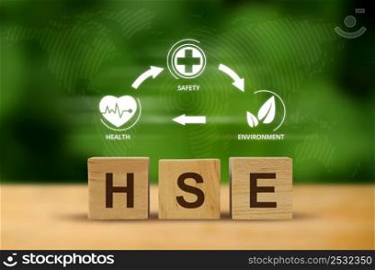 HSE concept ,Health Safety Environment acronym, background