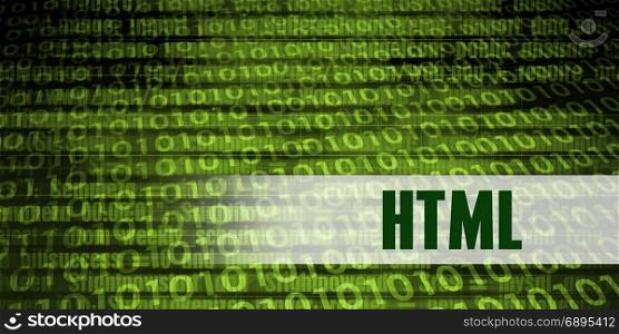 Html Coding Language with Green Binary Background. Html