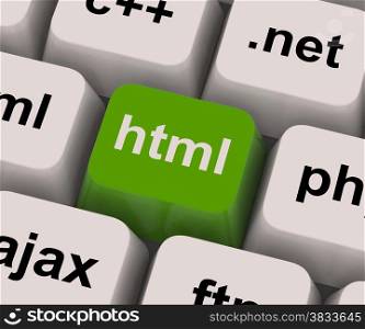 Html Key Shows Internet Programming And Design. Html Key Showing Internet Programming And Design
