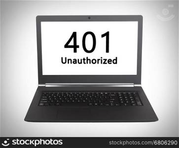 HTTP Status code on a laptop screen - 401, Unauthorized