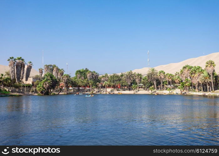 Huacachina oasis in the Ica Region, Peru