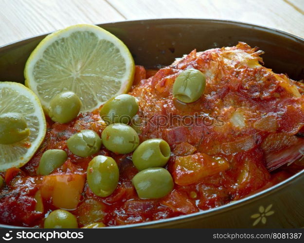 Huachinango a la Veracruzana - Veracruz-Style Red Snapper classic fish dish from Veracruz, Mexico.