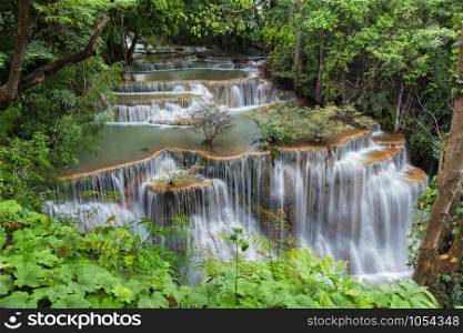 Huay Mae Kamin Waterfall, beautiful waterfall at Kanchanaburi Thailand