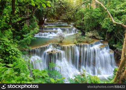huay mae khamin waterfall in kanchanaburi province, thailand
