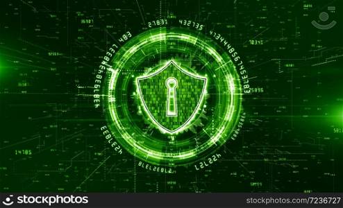 HUD and Shield Icon of Cyber Security, Digital Data Network Protection, Future Technology Network Concept.