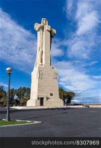 Huelva, Spain - 14 March, 2022  view of the Columbus Monument in Huelva