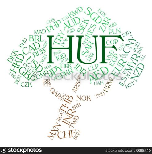 Huf Currency Representing Forex Trading And Words