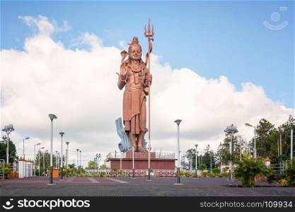 Huge and awesome Shiva statue,near grand Basin temple in Mauritius island.