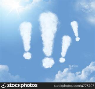 Huge clouds in the shape of exclamation marks