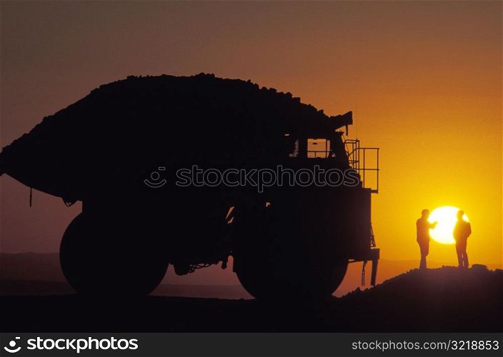 Huge Industrial Vehicle at Sunset