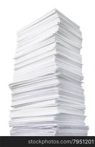 huge paper stack against the white background