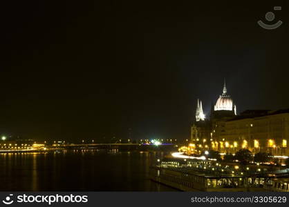 huge parliament in Budapest at the Danube